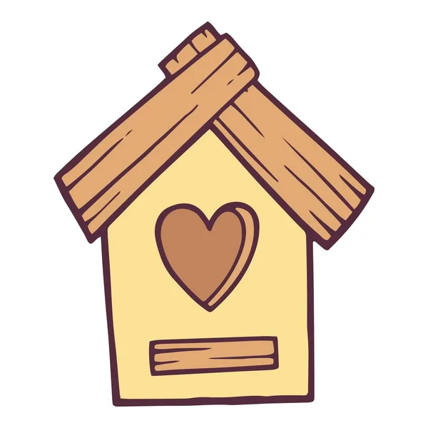 Love bird house icon, hand drawn and outline style — Stok Vektör