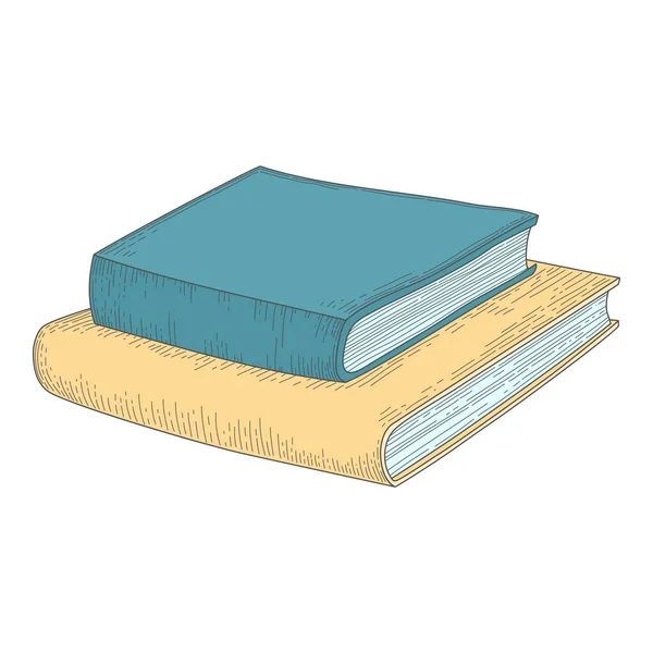 Pile verticale de vieux livres historiques en dos rigide avec signets isolés sur fond blanc. Pile de manuels anciens pour la lecture. Illustration vectorielle réaliste dessinée à la main colorée style vintage — Image vectorielle