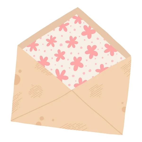 Kolekce obálky s poštou, razítkem a pohlednicovým vektorem plochá, kreslená ilustrace. Různé řemeslné papírové dopisy, celiny, pečetní vosk a ručně vyrobená karta izolované na bílém — Stockový vektor