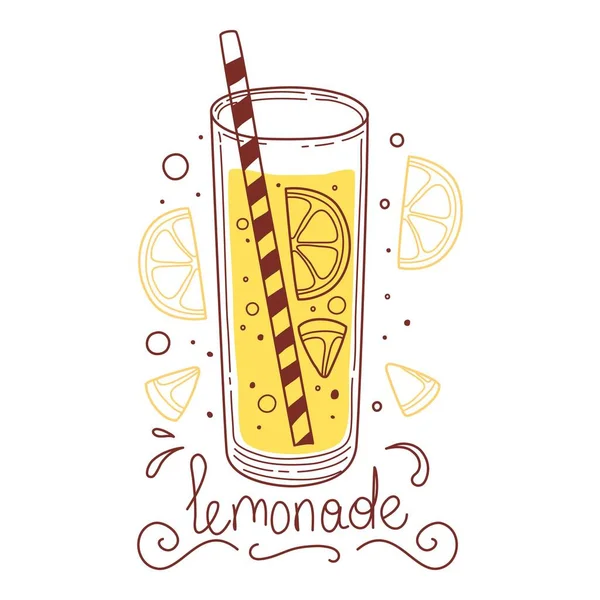 Bebida desintoxicante de limonada amarilla, batido de frutas, limonadas orgánicas en botella de vidrio, frasco y jarras con pajitas. Refrescantes bebidas caseras de verano. Ilustración vectorial plana y dibujada en color aislada en blanco — Vector de stock
