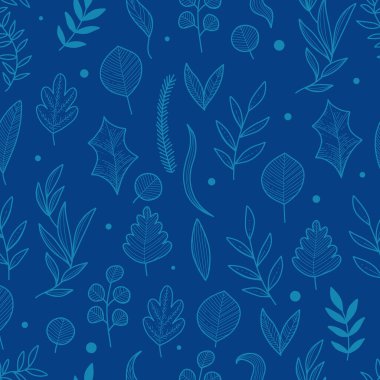 Mavi kış pürüzsüz desen. Noel sevimli çiçek tasarımı