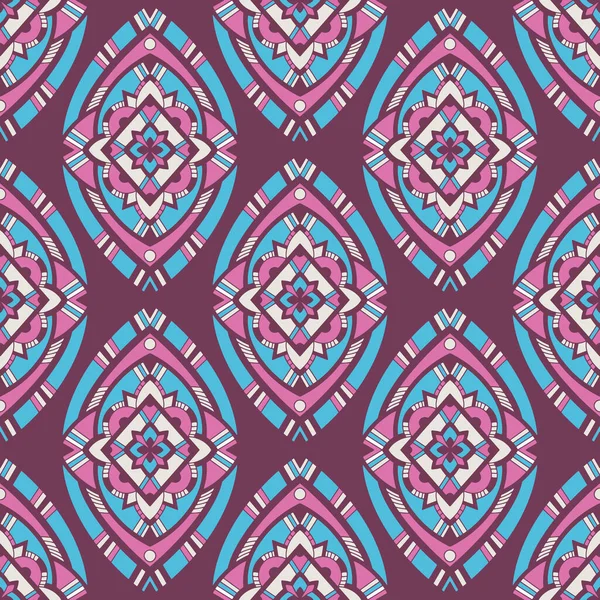 Ethnique Tribal Argyle Seamless Pattern. Ornement traditionnel Boho Ikat de losanges caniche. vecteur abstrait mosaïque géométrique diamant formes vectorielles fond coloré — Image vectorielle