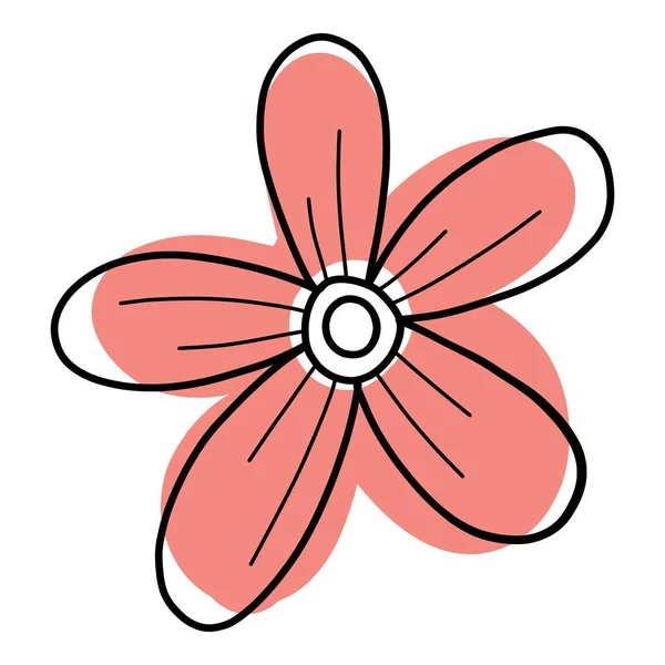 Doodle flor icono contorno dibujado a mano vector. Planta de primavera floral — Vector de stock