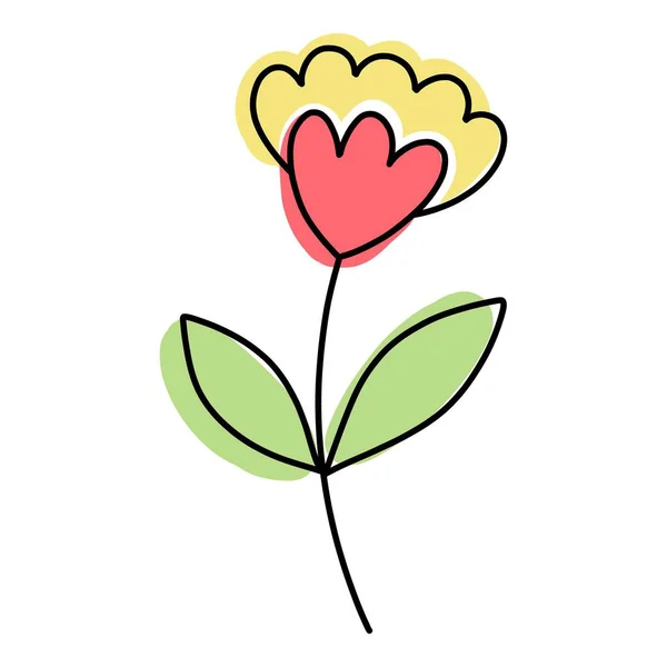 Doodle flor icono contorno dibujado a mano vector. Planta de primavera floral — Vector de stock