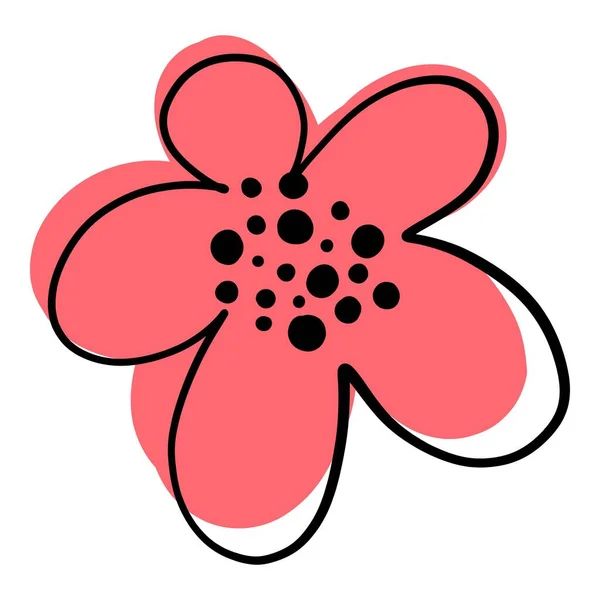 Doodle flor icono contorno dibujado a mano vector. Planta de primavera floral — Vector de stock
