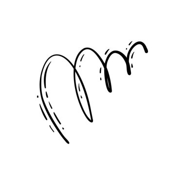 Elle çizilmiş karikatür ifadelerinin vektör simgesi karalama işareti, eğri yönlü oklar, ifade efektleri tasarım elemanları, çizgi film karakteri duygu sembolleri, şirin dekoratif fırça darbeleri