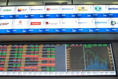 Sao Paulo, Brezilya, 14 Mart 2016. Sao Paulo, Brezilya'da ticaret Bovespa hisse senedi brokerleri