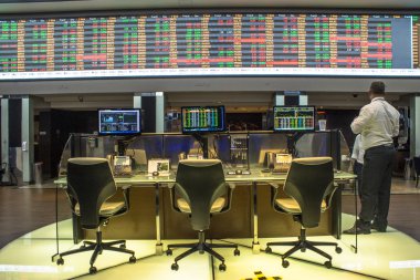Sao Paulo, Brezilya, 14 Mart 2016. Sao Paulo, Brezilya'da ticaret Bovespa hisse senedi brokerleri
