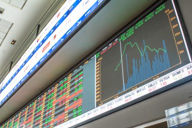 Sao Paulo, Brezilya, 14 Mart 2016. Sao Paulo, Brezilya'da ticaret Bovespa hisse senedi brokerleri