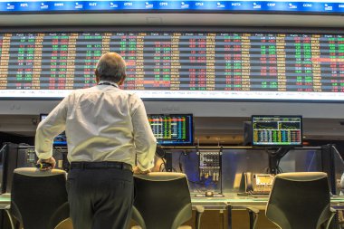 Sao Paulo, Brezilya, 14 Mart 2016. Sao Paulo, Brezilya'da ticaret Bovespa hisse senedi brokerleri
