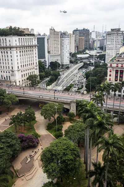 Luchtfoto Van Anhangabau Valley Tea Viaduct Het Stadhuis Het Centrum — Stockfoto