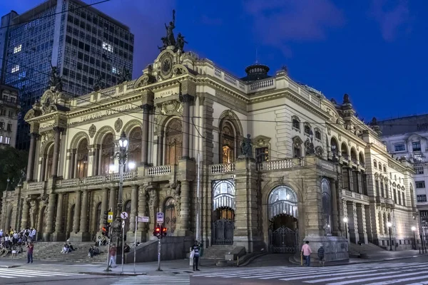 São Paulo Brasil Janeiro 2017 Teatro Municipal São Paulo Noite — Fotografia de Stock