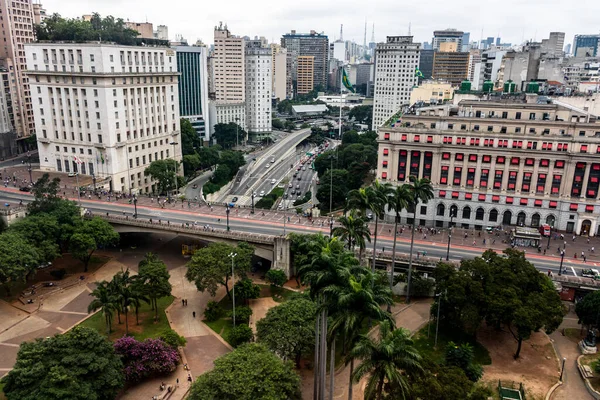 Aerial View Anhangabau Valley Tea Viaduct City Hall Downtown Sao — Stock Photo, Image