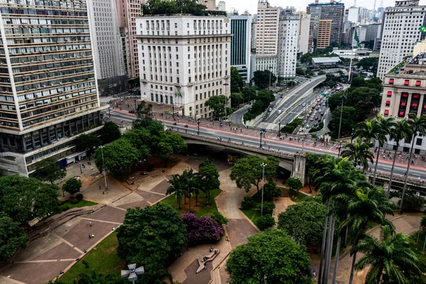 Sao Paulo Brasil Marzo 2017 Vista Aérea Del Valle Anhangabau — Foto de Stock