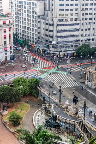 Vista Aérea Esquina Plaza Ramos Azevedo Con Viaducto Cha Centro — Foto de Stock