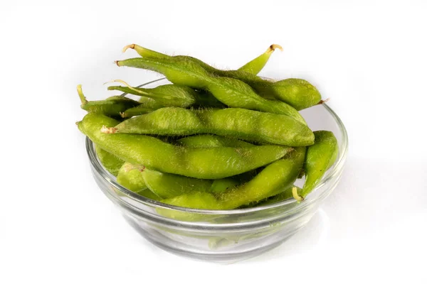 Edamame Beans Green Soybeans White Background Brazil — Stock Photo, Image