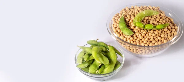 Edamame Beans Green Soybeans White Background Brazil — Stock Photo, Image