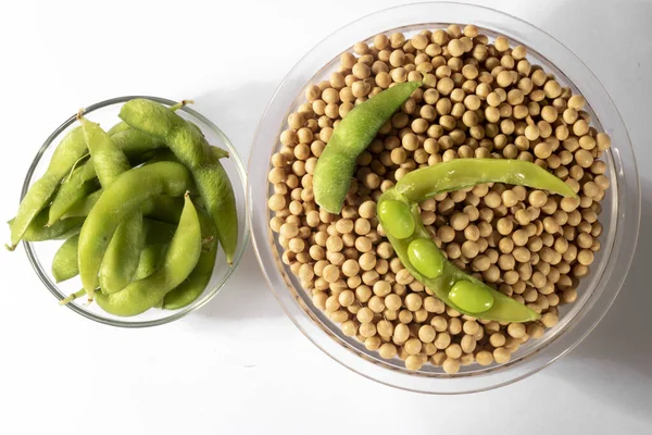Edamame Beans Green Soybeans White Background Brazil — Stock Photo, Image