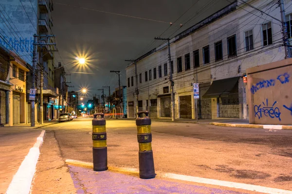 Vista Nocturna Edificios Cerrados Una Calle Del Centro Sao Paulo — Foto de Stock