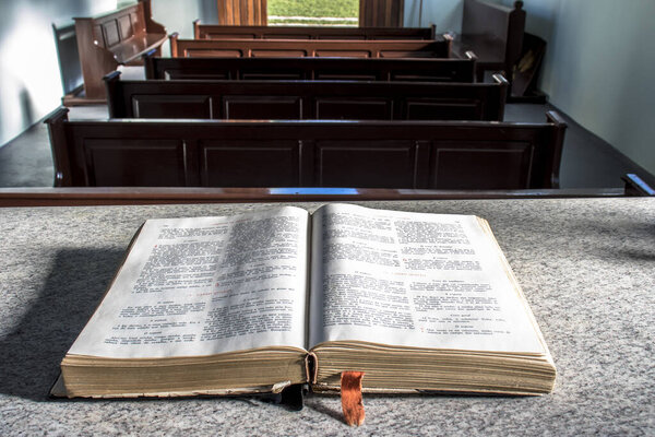 holy bible on the altar of a chapel in Brazil