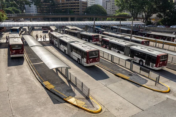 Sao Paulo Brasilien Januar 2019 Bus Und Personenverkehr Auf Dem — Stockfoto