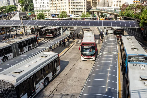 Sao Paulo Brasilien Januar 2019 Bus Und Personenverkehr Auf Dem — Stockfoto