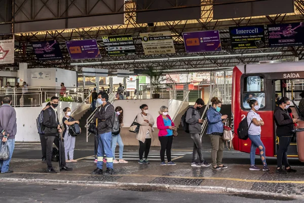 Marilia São Paulo Brasil Outubro 2020 Circulação Veículos Passageiros Terminal — Fotografia de Stock