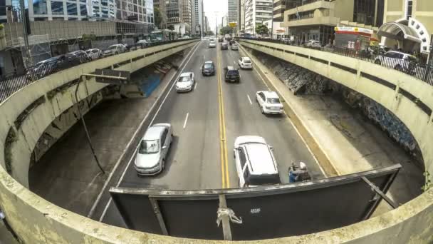 Sao Paulo Brazilië Mrach 2018 Tijdsverloop Van Files Voetgangers Paulista — Stockvideo