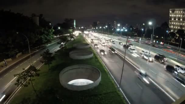 Tempo Noturno Trânsito Famosa Avenida Maio São Paulo Brasil Esta — Vídeo de Stock