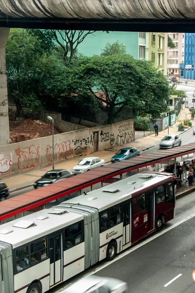 Sao Paulo Brazylia Stycznia 2008 Przystanek Autobusowy Ekskluzywnym Korytarzu Nove — Zdjęcie stockowe