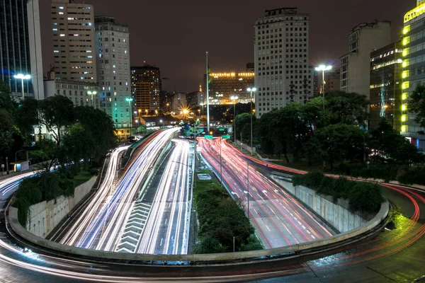 Vista Notturna Del Traffico Automobilistico Sul Corridoio Nord Sud Dal — Foto Stock