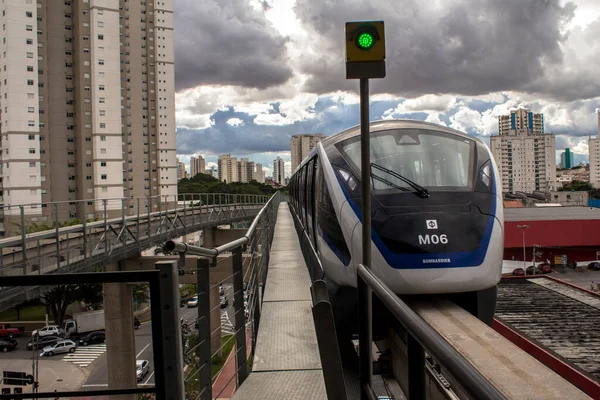 Sao Paulo Brasilien Januar 2016 Zug Des Leichtfahrzeugs Auf Schienen — Stockfoto