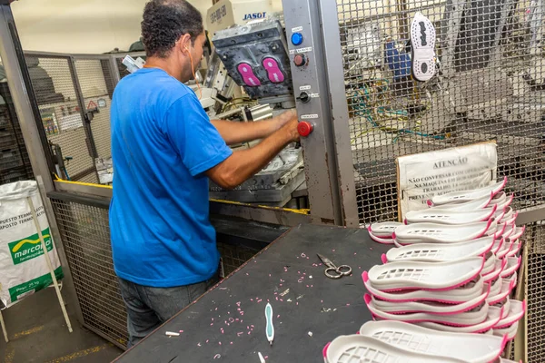 Birigui Sao Paulo Brésil Avril 2015 Ligne Production Chaussures Pour — Photo