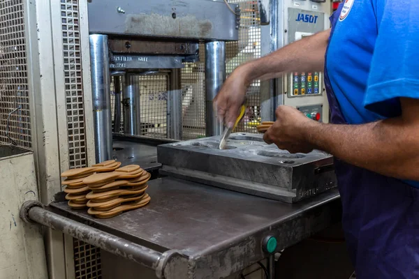 Birigui Sao Paulo Brésil Avril 2015 Ligne Production Chaussures Pour — Photo