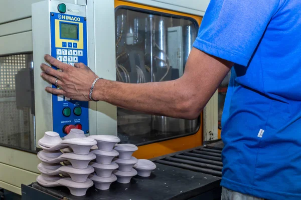 Birigui Sao Paulo Brésil Avril 2015 Ligne Production Chaussures Pour — Photo