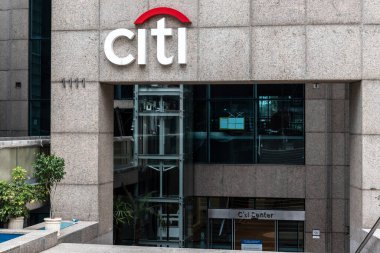 Sao Paulo, Brezilya, 20 Ocak 2021. Paulista Avenue, Sao Paulo 'daki Citigroup Center binasının önündeki tabela.