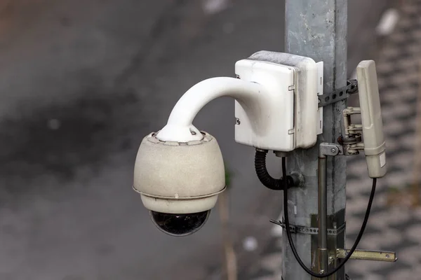Outdoor Video Surveillance Camera Dome Security Camera Street Downtown Sao — Stock Photo, Image