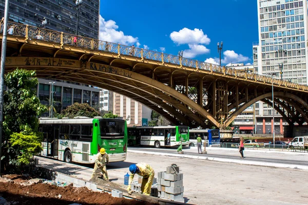 San Paolo Brasile Ottobre 2015 Movimento Del Correio Piazza Bus — Foto Stock
