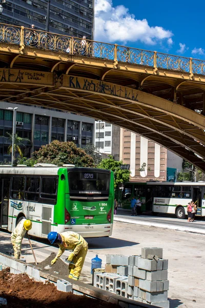 Сан Паулу Бразилія Жовтня 2015 Рух Correio Square Bus Termianal — стокове фото