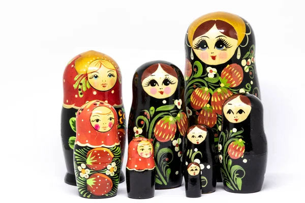 Rodina Matryoshkových Ruská Panenka Bílém Pozadí Matrioska Art — Stock fotografie