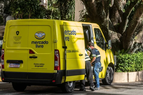 Sao Paulo Brezilya Nisan 2021 Mercado Livre Şirketinden Bir Minibüs — Stok fotoğraf
