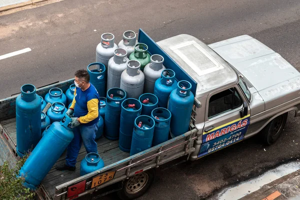 Marilia Sao Paulo Brasil Mayo 2021 Cargador Trabaja Cuerpo Pequeño —  Fotos de Stock