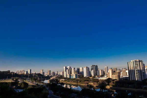 City Skyline Marginal Avenue Pinheiros River Foreground South Zone Sao — Stock Photo, Image