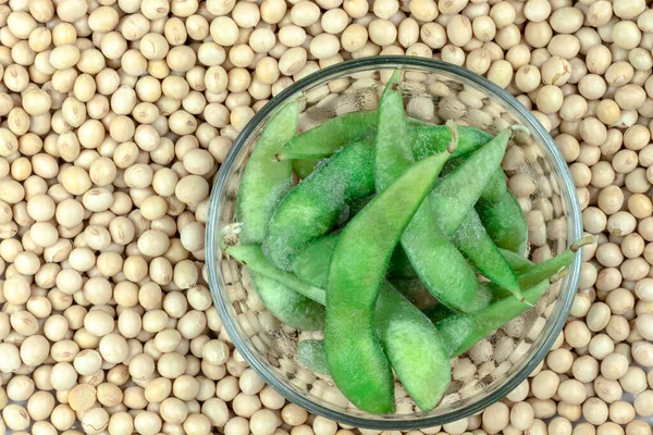 Haricots Edamame Soja Vert Sur Graines Sèches Soja Brésil — Photo