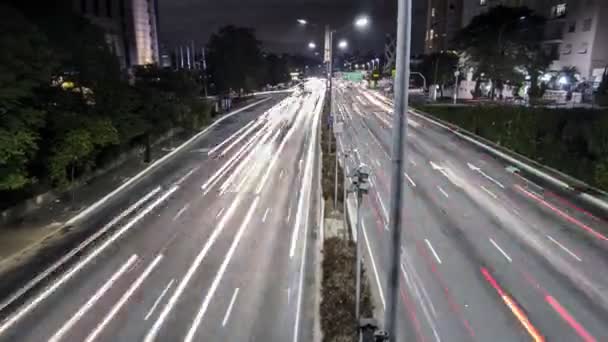 Sao Paulo Brasilien Juli 2021 Verkehrskollaps Der Nacht Auf Der — Stockvideo