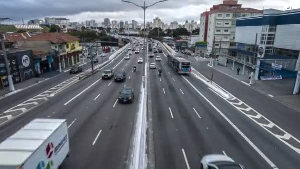 Sao Paulo Brazilië Mei 2021 Voertuigen Washington Luiz Avenue Een — Stockvideo