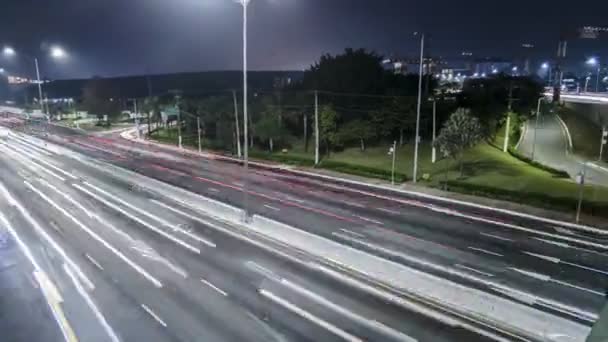 Trasferimento Notturno Traffico Bandeirantes Avenue Washington Luiz Avenue Vicino Alla — Video Stock