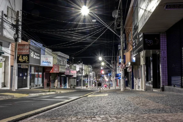 Marilia São Paulo Brasil Maio 2021 Vista Noturna Das Lojas — Fotografia de Stock