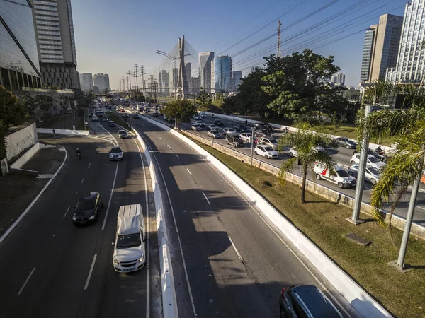 San Paolo Brasile Luglio 2021 Traffico Pinheiros Marginale Sul Ponte — Foto Stock