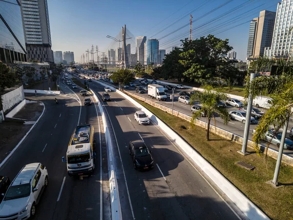 San Paolo Brasile Luglio 2021 Traffico Pinheiros Marginale Sul Ponte — Foto Stock